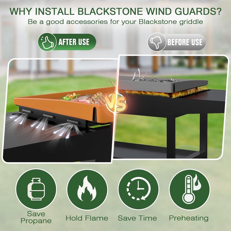 BESTEK Wind Guards for Blackstone 28 Inch Blackstone Griddle,Magnetic Stainless Steel Wind Screen Blackstone Grill Accessories, Protect Flame,Save Propane,Hold Heat - Image 3